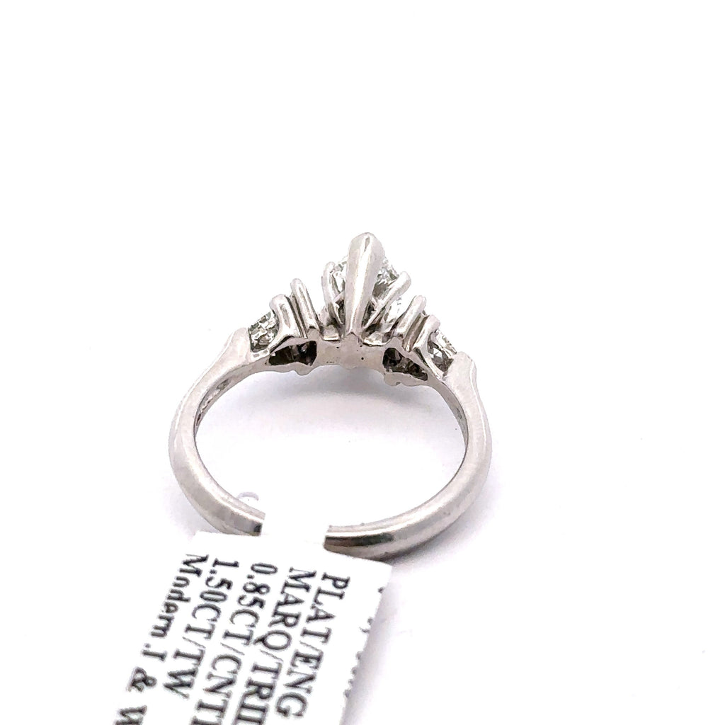 Platinum 1.35Ct Marquise Diamond Ladies Engagement Ring, 6.3gm, Size7.25 S106754