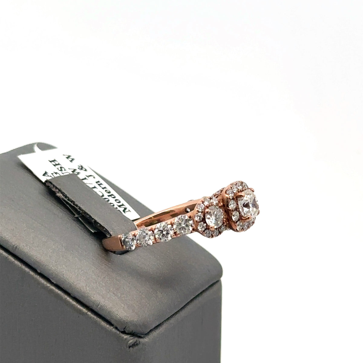 14K Rose Gold 1.85CT Diamond Halo Engagement Ring Set, 4.4G, Size 7, S107673