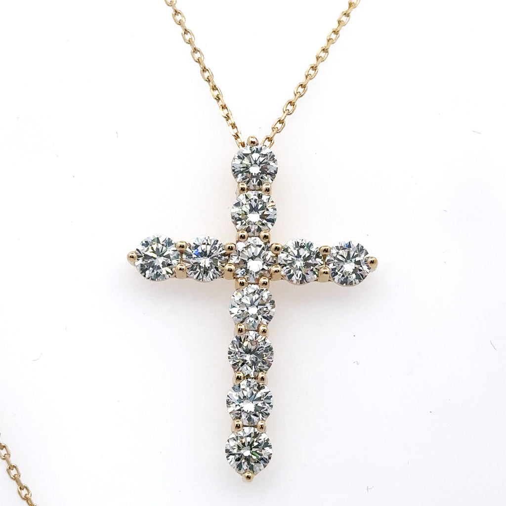 14k Yellow Gold 6.00CT Lab Grown Diamond Cross Pendant, 6.8gm S108009