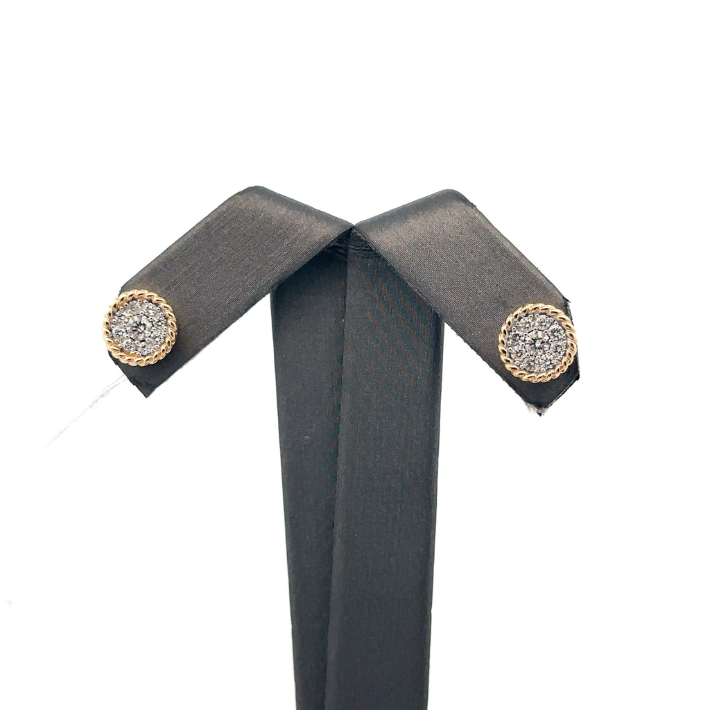 14k Yellow Gold 0.60 CT Diamond Cluster Stud Earrings, 3.4gm, S16210