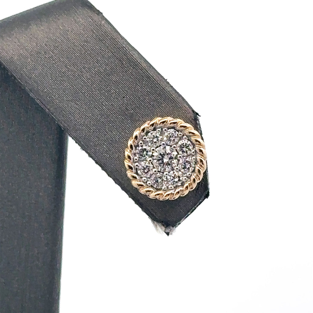 14k Yellow Gold 0.60 CT Diamond Cluster Stud Earrings, 3.4gm, S16210