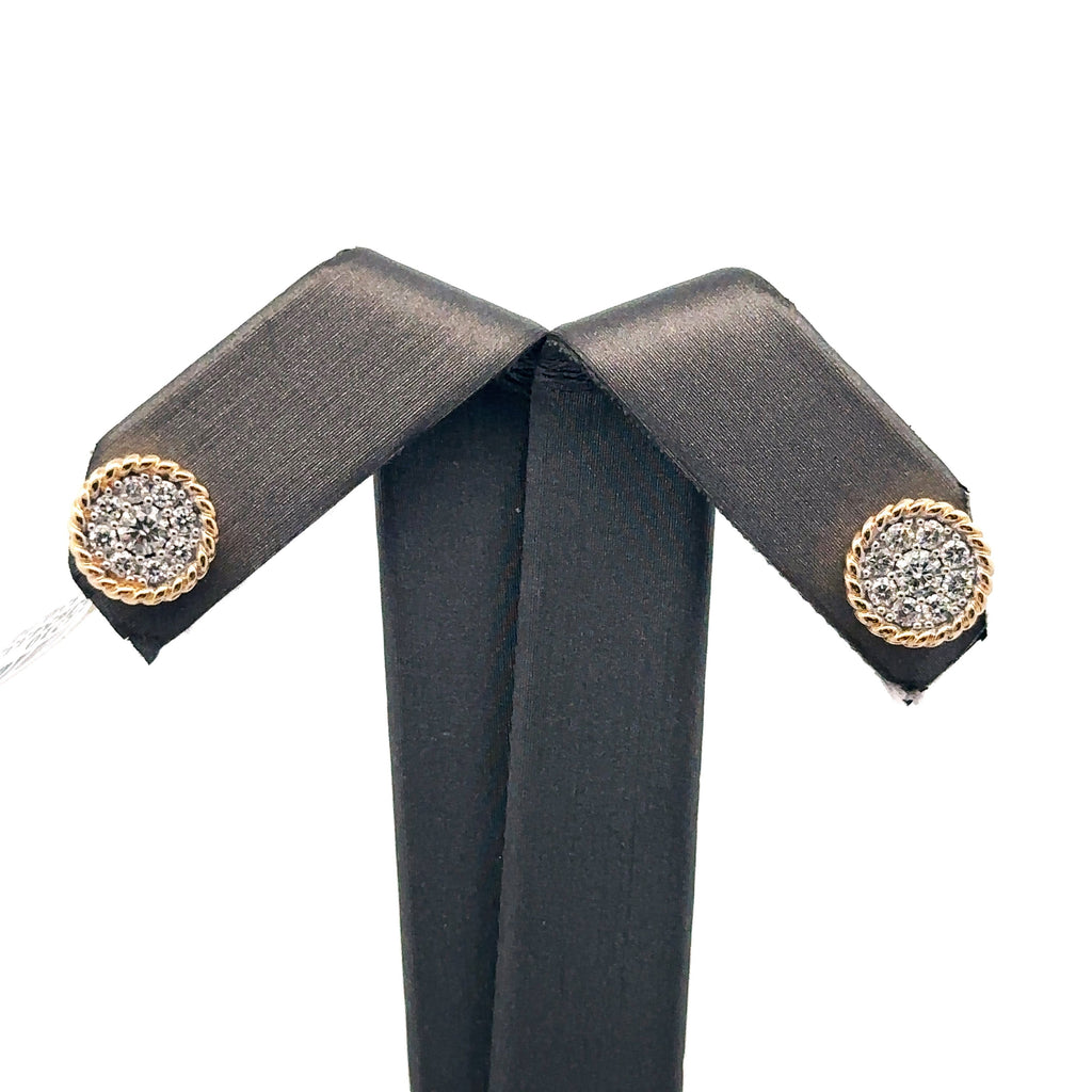 14k Yellow Gold 0.60 CT Diamond Cluster Stud Earrings, 3.4gm, S16210