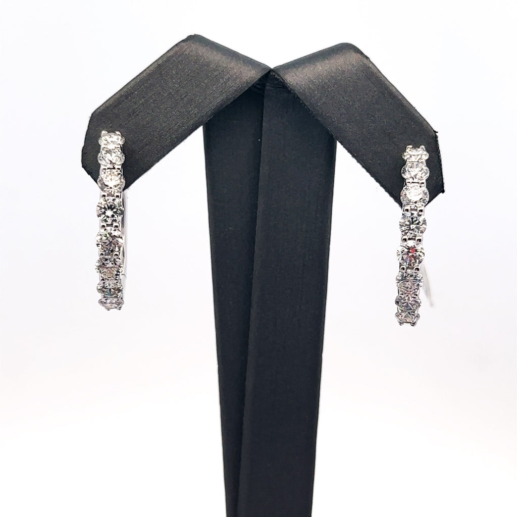 18k White Gold 4.35 CT Diamond Hoop Earrings, 12.8g, 1", S16209