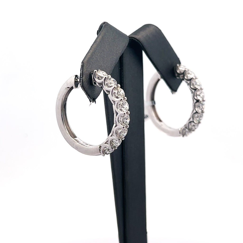 18k White Gold 4.35 CT Diamond Hoop Earrings, 12.8g, 1", S16209