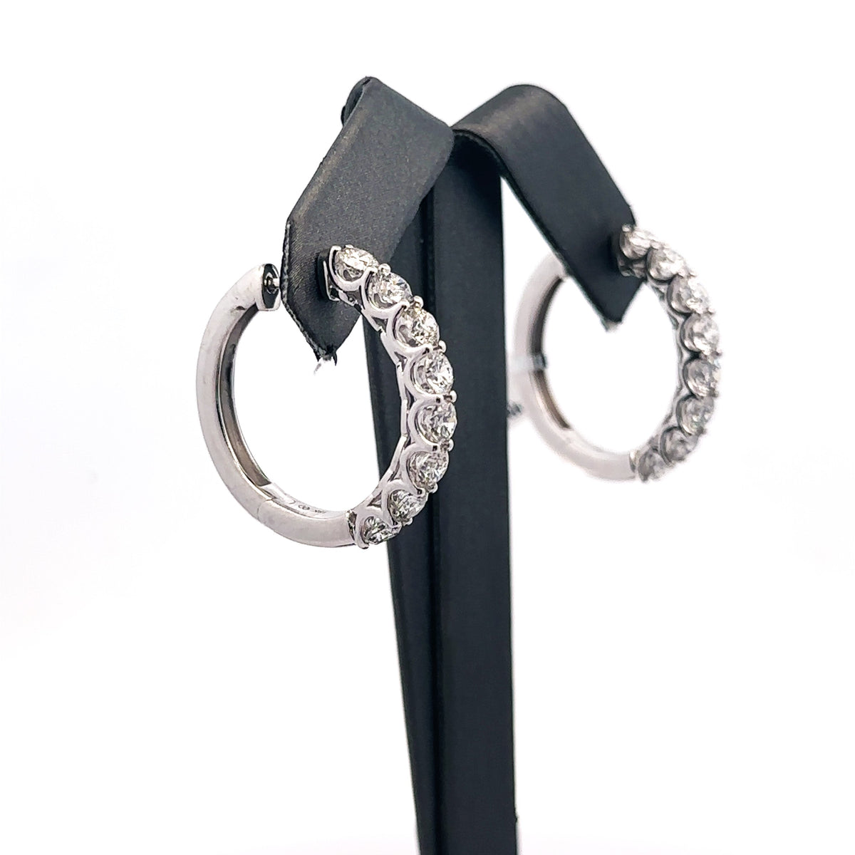 18k White Gold 4.35 CT Diamond Hoop Earrings, 12.8g, 1", S16209