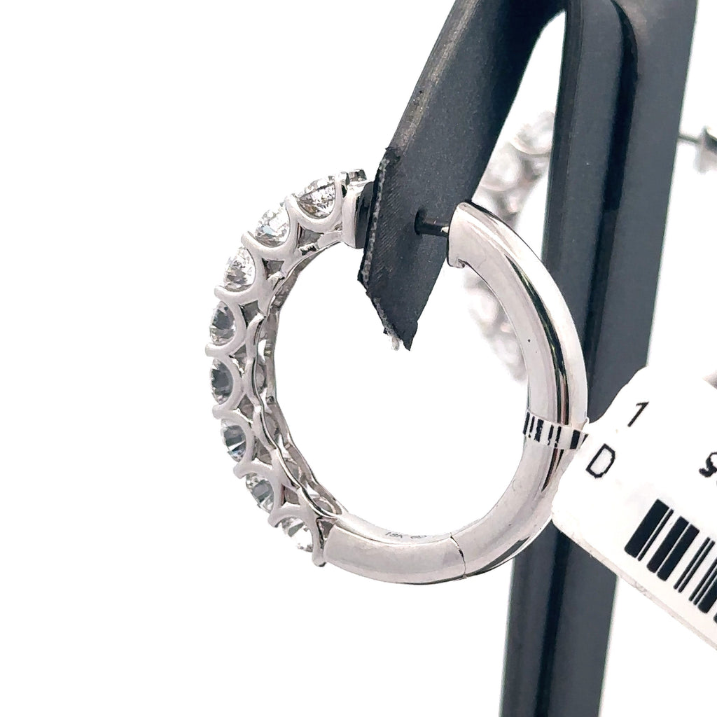 18k White Gold 4.35 CT Diamond Hoop Earrings, 12.8g, 1", S16209