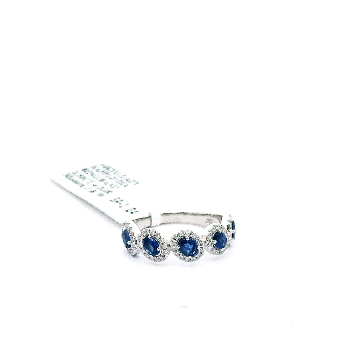 14K White Gold 1.35CT Diamond & Sapphire Band, 4.2gm, Size 7.25, S108034