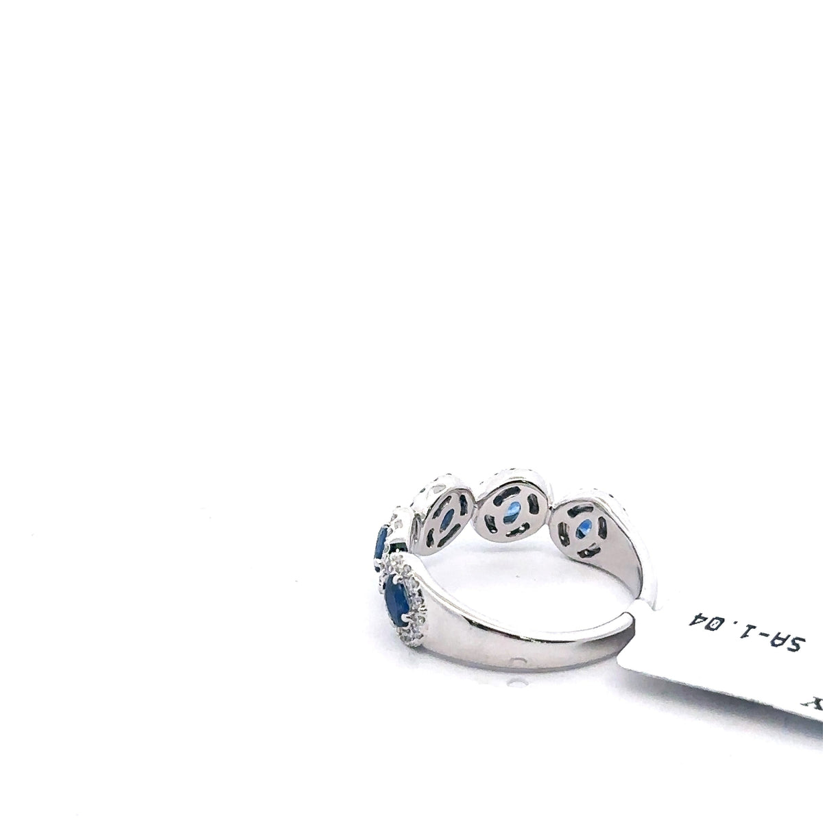 14K White Gold 1.35CT Diamond & Sapphire Band, 4.2gm, Size 7.25, S108034