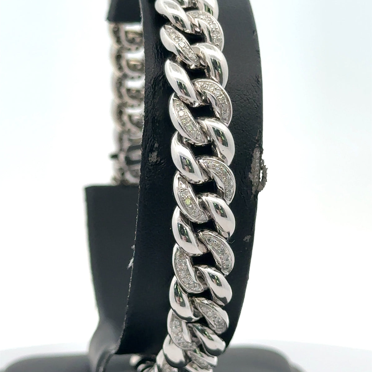 10k White Gold 1.50 CT Diamond Miami Cuban Link Bracelet, 28.9g, S108077