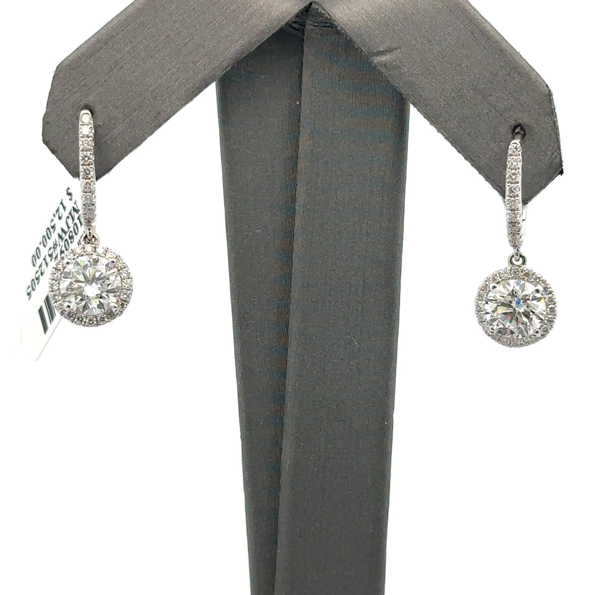 18k White Gold 2.14CT Lab-Grown Diamond Dangle Earrings, S108092
