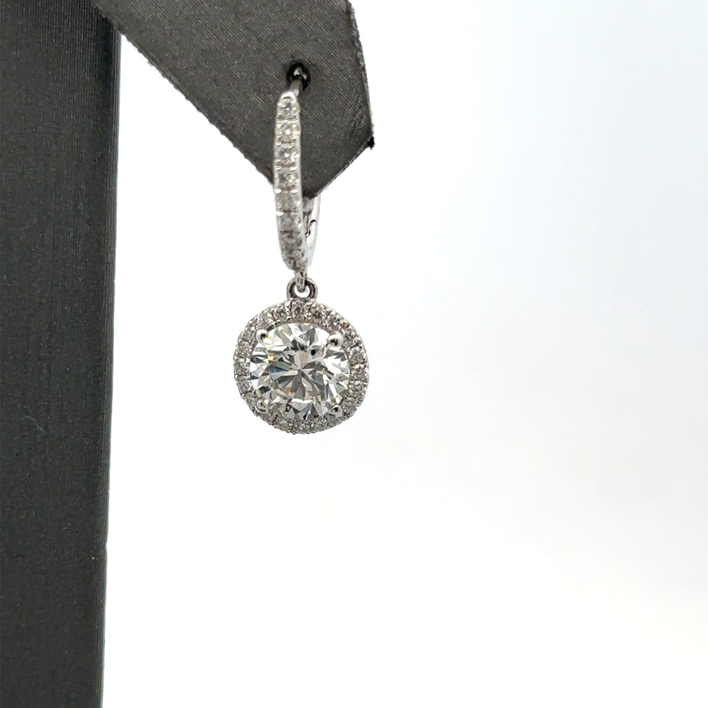 18k White Gold 2.14CT Lab-Grown Diamond Dangle Earrings, S108092