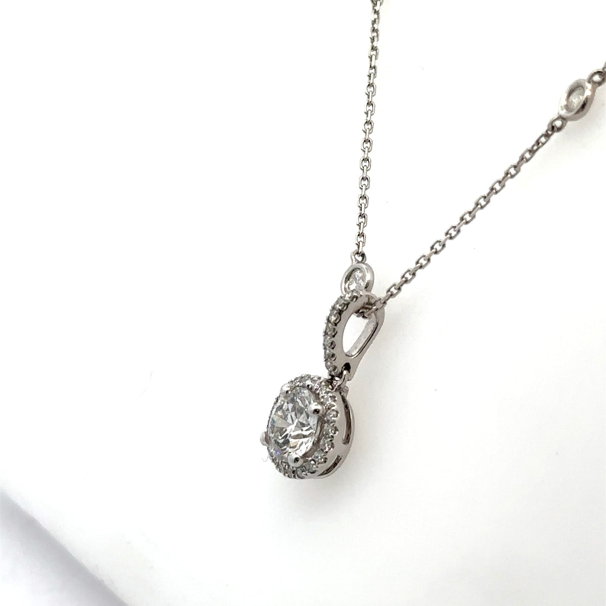 14k White Gold 1.44CT lab grown & Natural Diamond Necklace, 3.3g, S108093