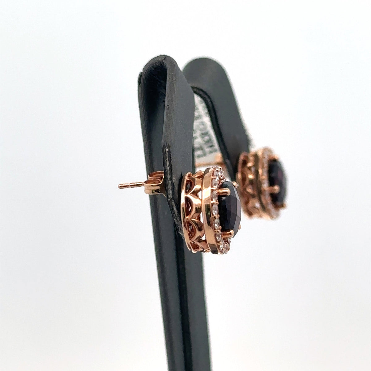 LeVian 14k Rose Gold Garnet & Halo Diamond Stud Earrings, 5.5G, S108104