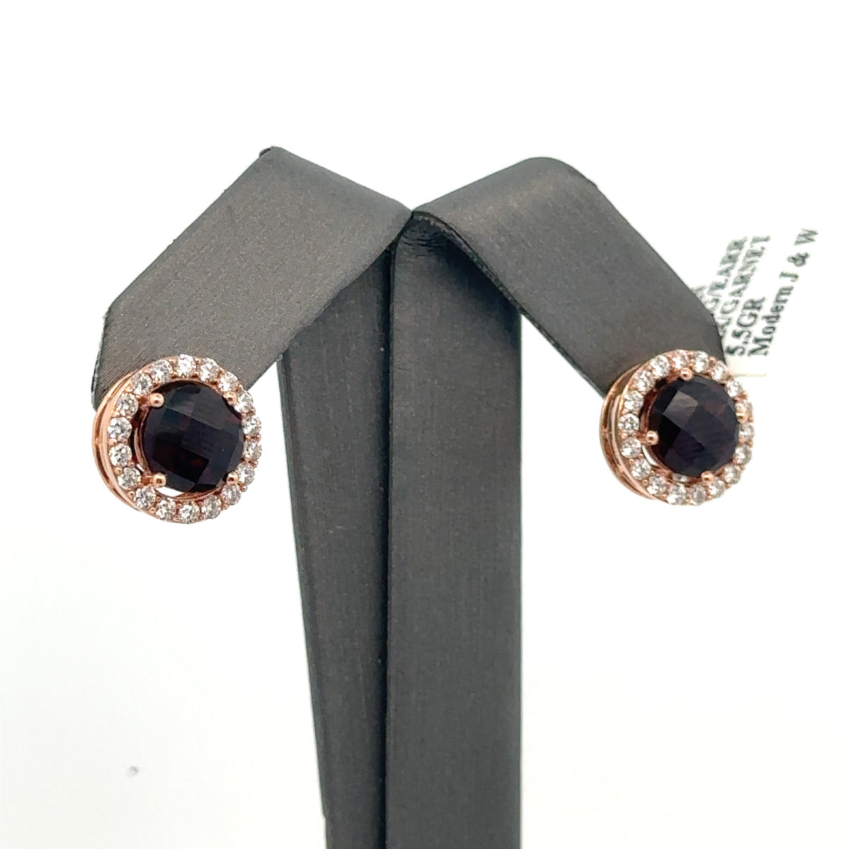 LeVian 14k Rose Gold Garnet & Halo Diamond Stud Earrings, 5.5G, S108104