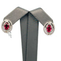 14k White Gold 3.00 CT Diamond & Ruby Drop Earrings, 8.1g, S108109