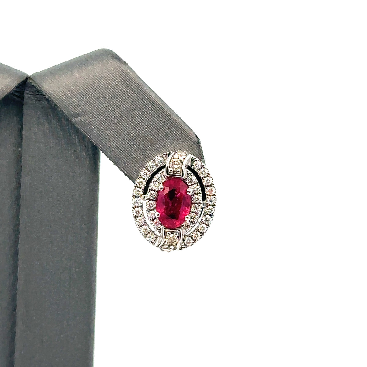 14k White Gold 3.00 CT Diamond & Ruby Drop Earrings, 8.1g, S108109
