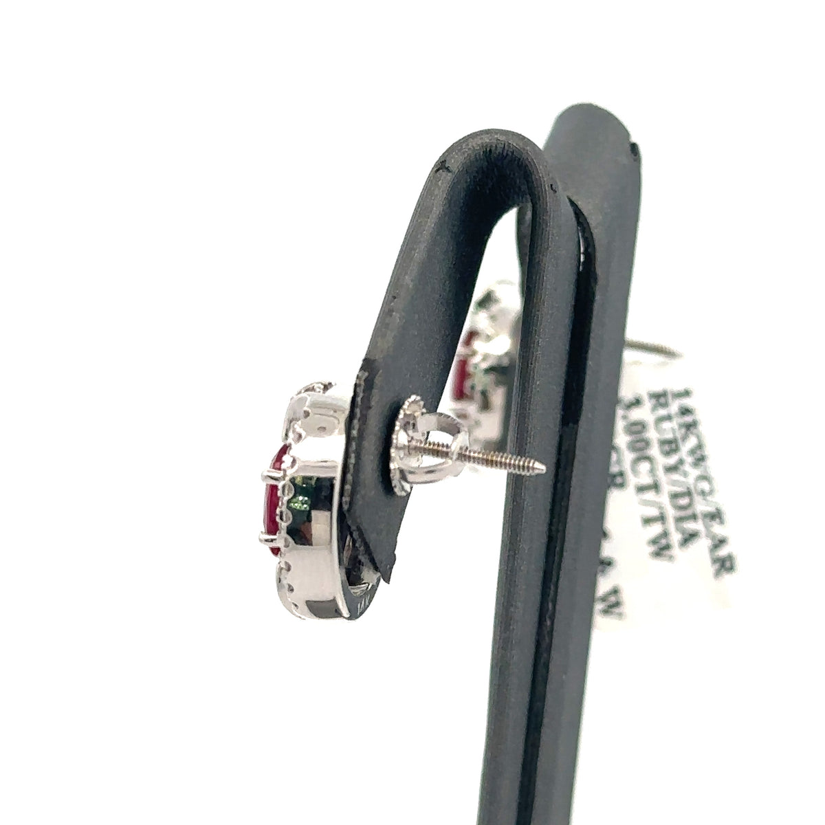 14k White Gold 3.00 CT Diamond & Ruby Drop Earrings, 8.1g, S108109