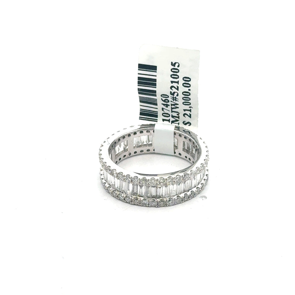 14k White Gold 3.25CT Baguette Cut Diamond Eternity Band 4.5g Size 7 S107460