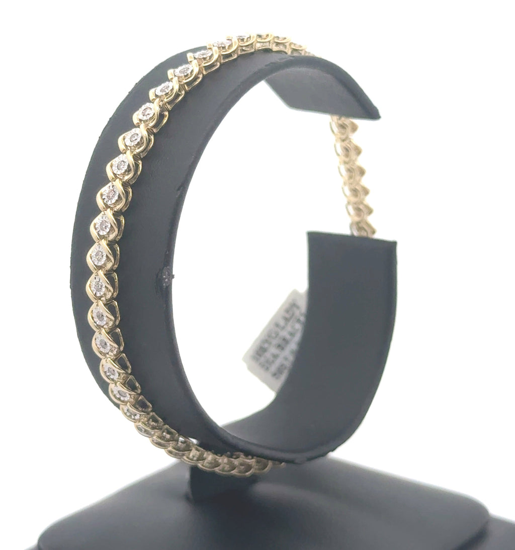 10k Yellow Gold 0.50 CT Diamond Tennis Bracelet, 7.5", 6.9g, S16298