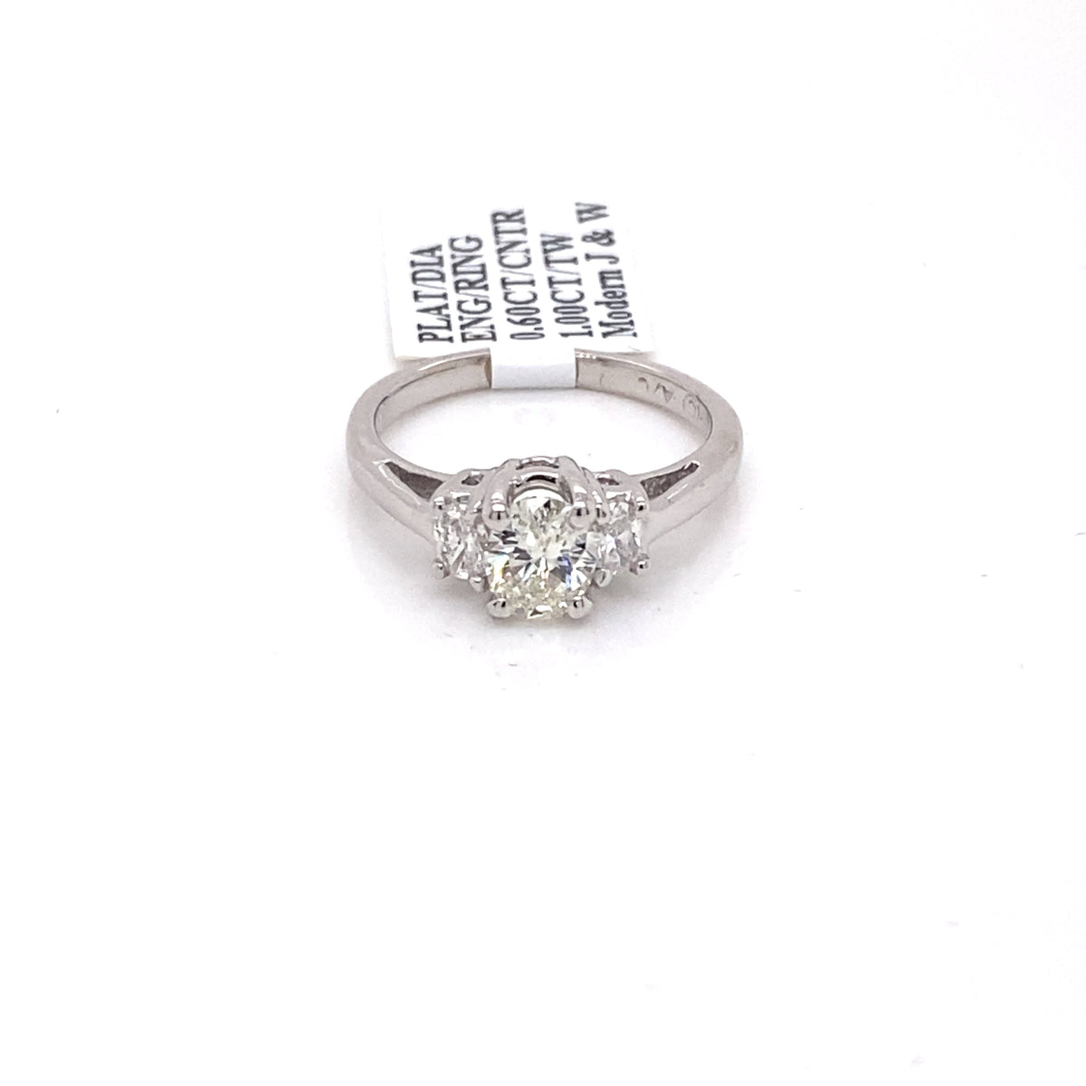 Platinum 1.00 CT Oval Diamond Engagament Ring