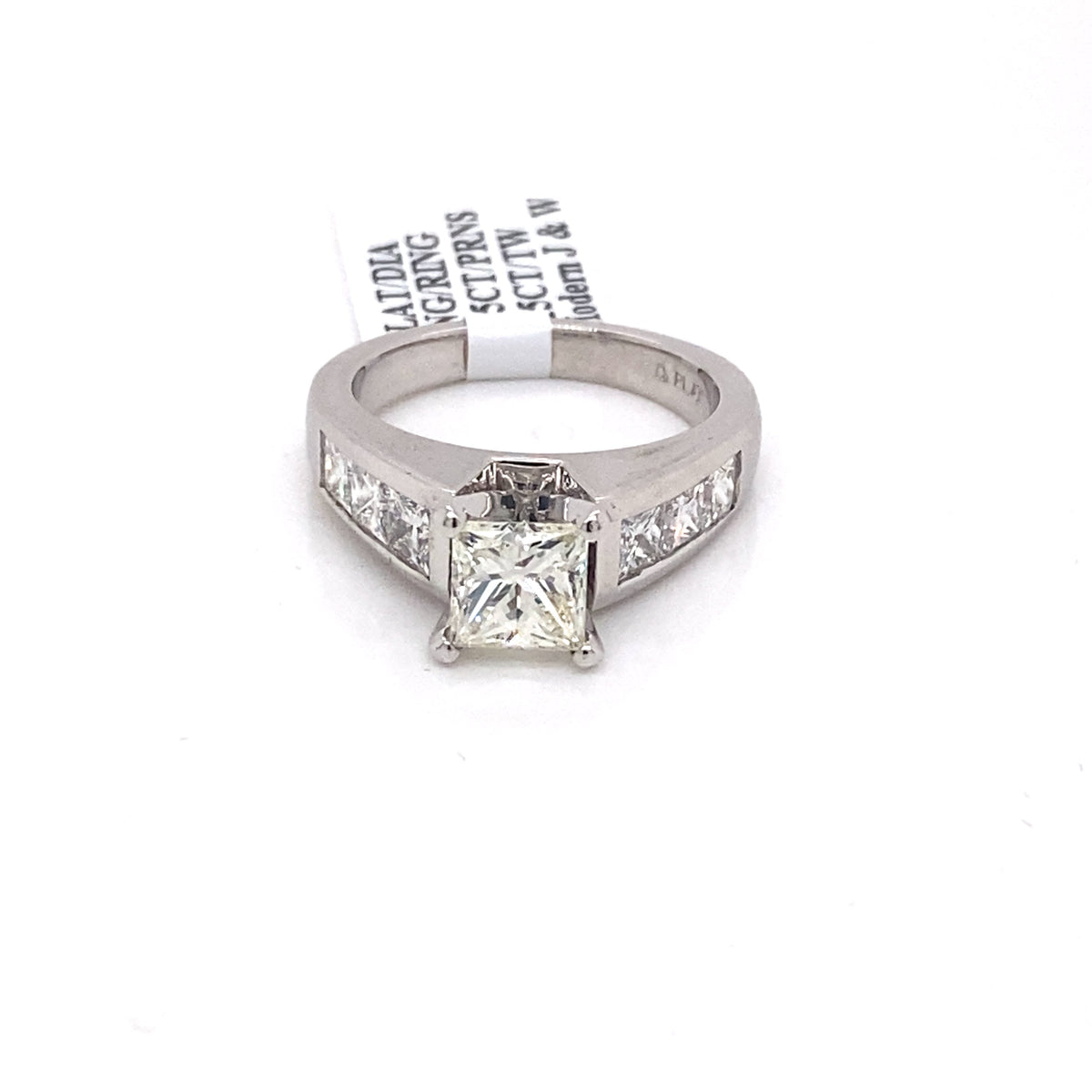 Platinum 2.15 CT Princess Cut Diamond Engagament Ring