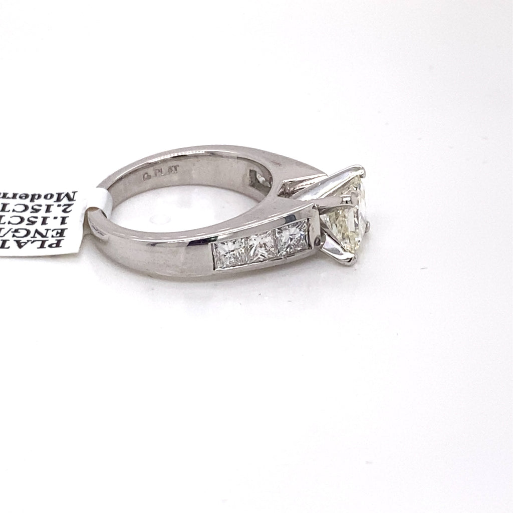 Platinum 2.15 CT Princess Cut Diamond Engagament Ring