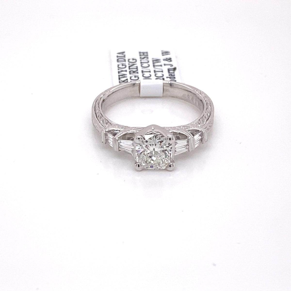 18k White Gold 1.22 CT Cushion Cut Diamond Engagement Ring