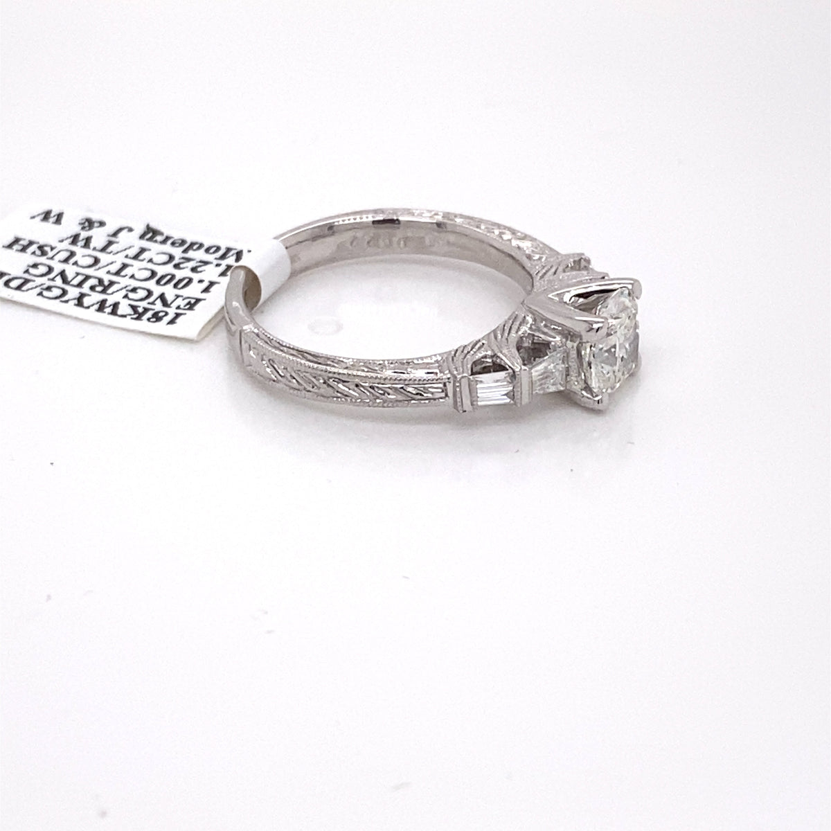 18k White Gold 1.22 CT Cushion Cut Diamond Engagement Ring