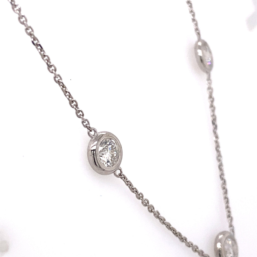 14K White Gold 4.50 CT Diamond By The Yard Necklace