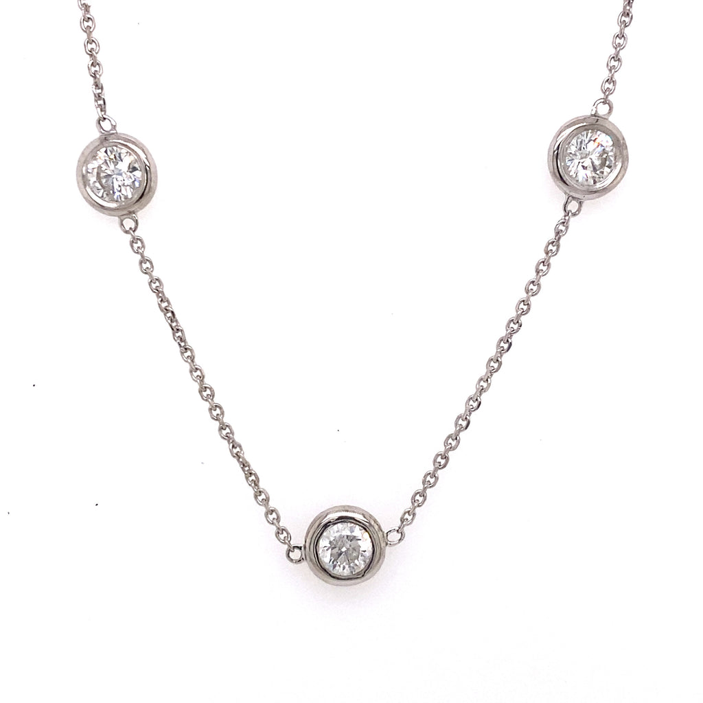 14K White Gold 4.50 CT Diamond By The Yard Necklace