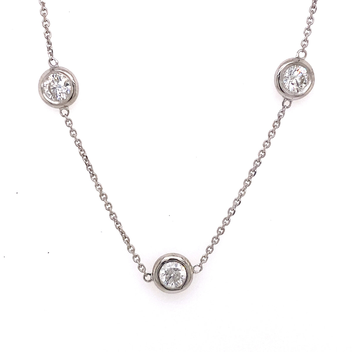 14K White Gold 4.50 CT Diamond By The Yard Necklace