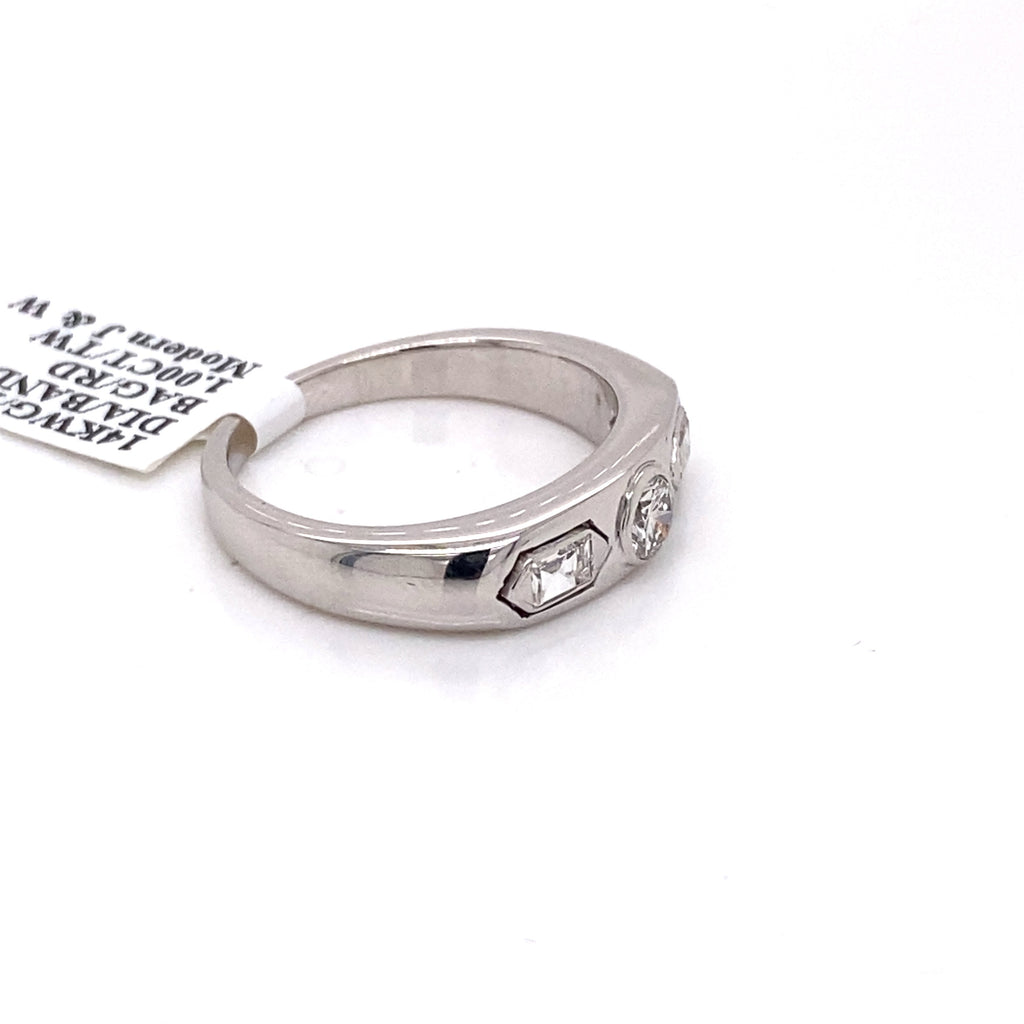 Estate 14k White Gold 1.00 CT Diamond Men's Band