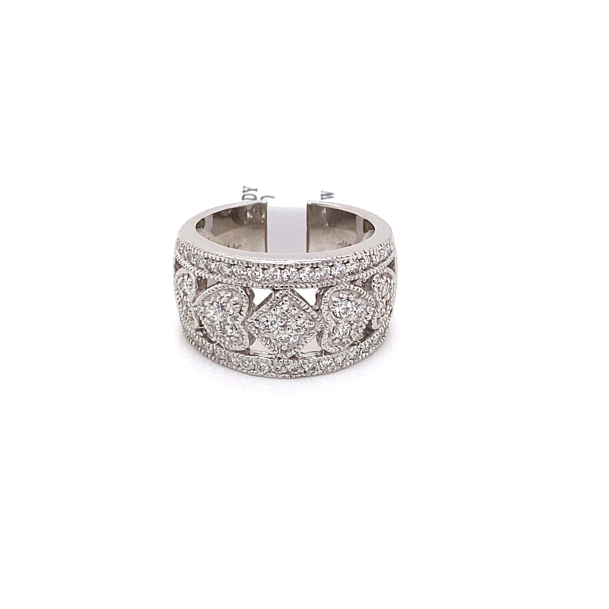 14k White Gold 1.00 CT Diamond Ladies Wide Band