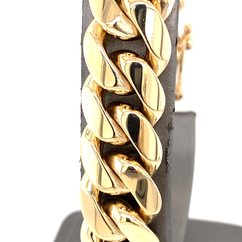 10k Yellow Gold Men's Miami Cuban Link Bracelet, S106838