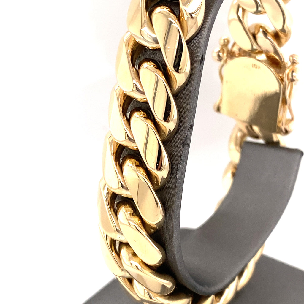 10k Yellow Gold Men's Miami Cuban Link Bracelet, S106838
