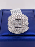 14k White Gold 3.50 CT Diamond Ladies Cluster Ring