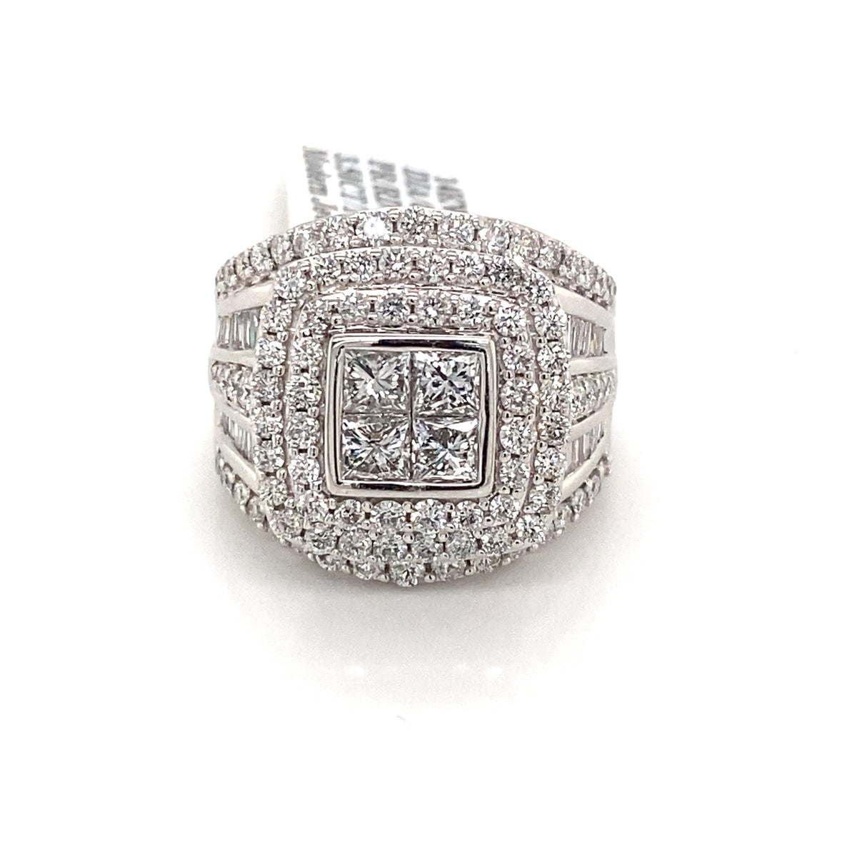 14k White Gold 3.50 CT Diamond Ladies Cluster Ring