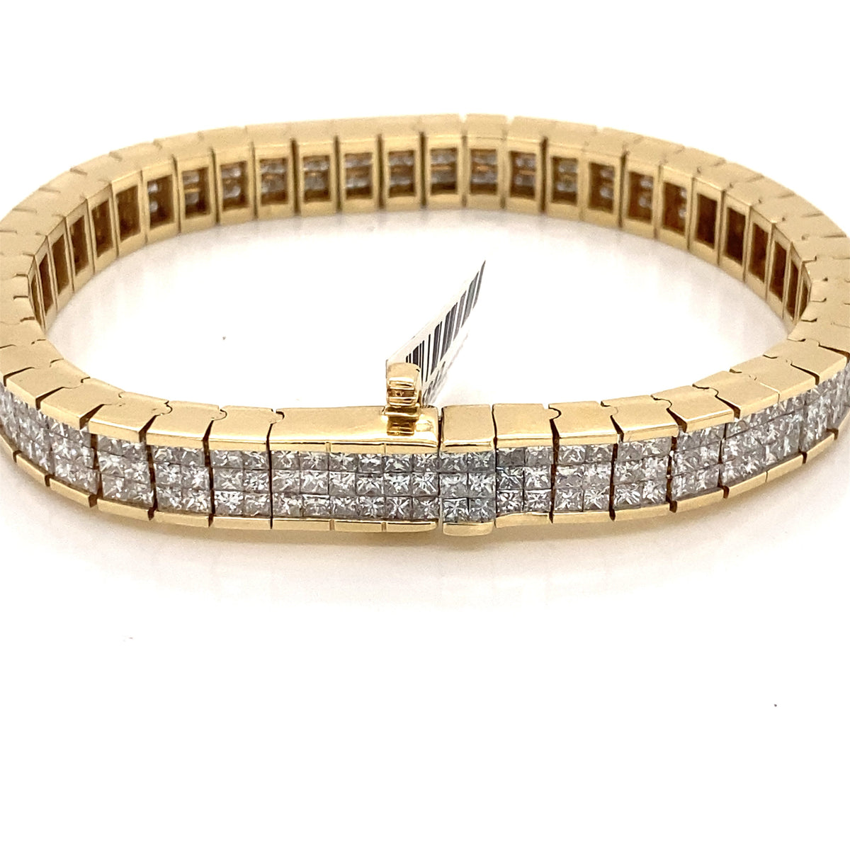 14k Yellow Gold 15.00 CT Princess Cut Diamond Tennis Bracelet