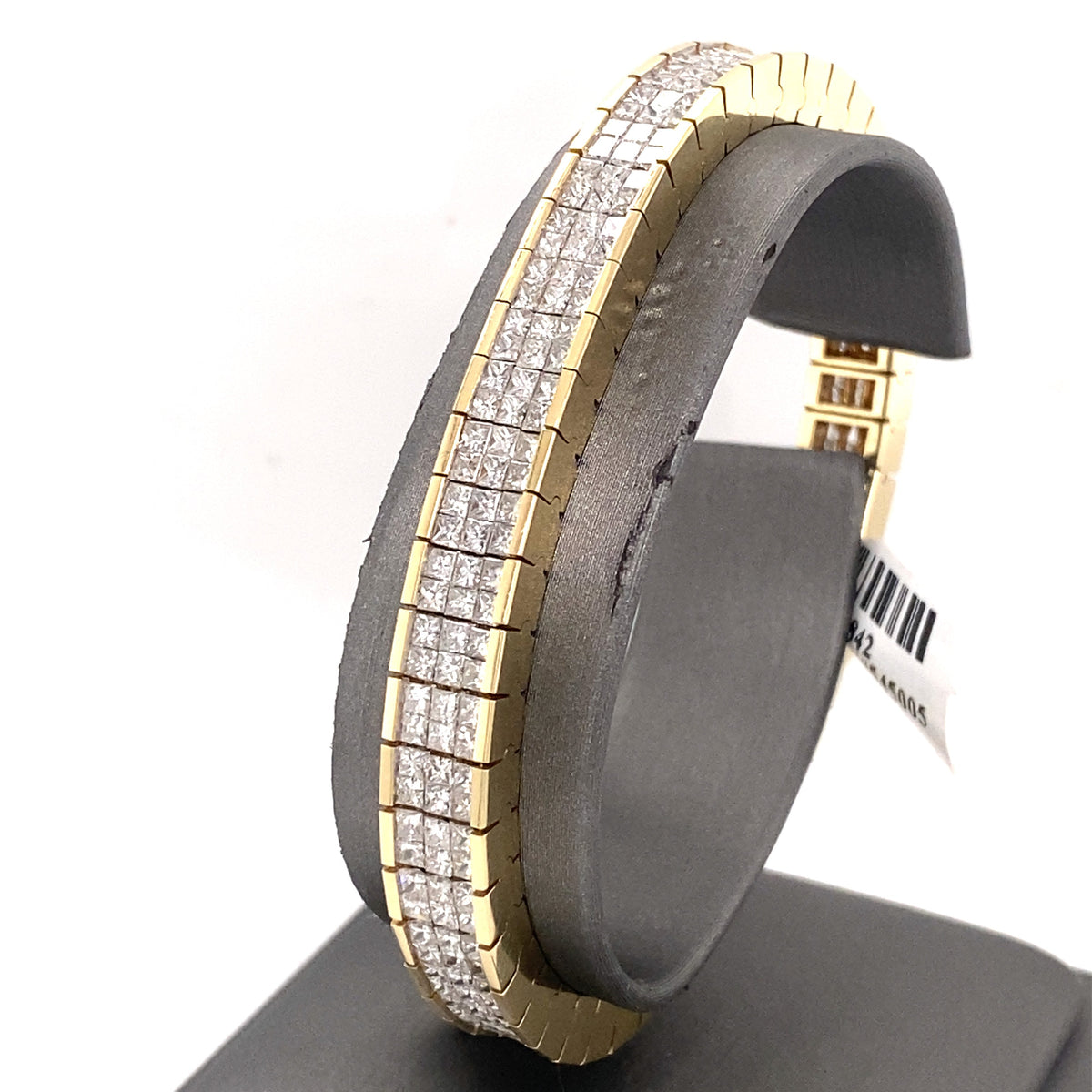 14k Yellow Gold 15.00 CT Princess Cut Diamond Tennis Bracelet