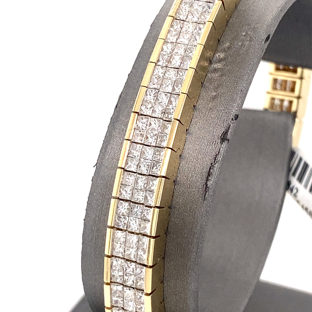 14k Yellow Gold 15.00 CT Princess Cut Diamond Tennis Bracelet
