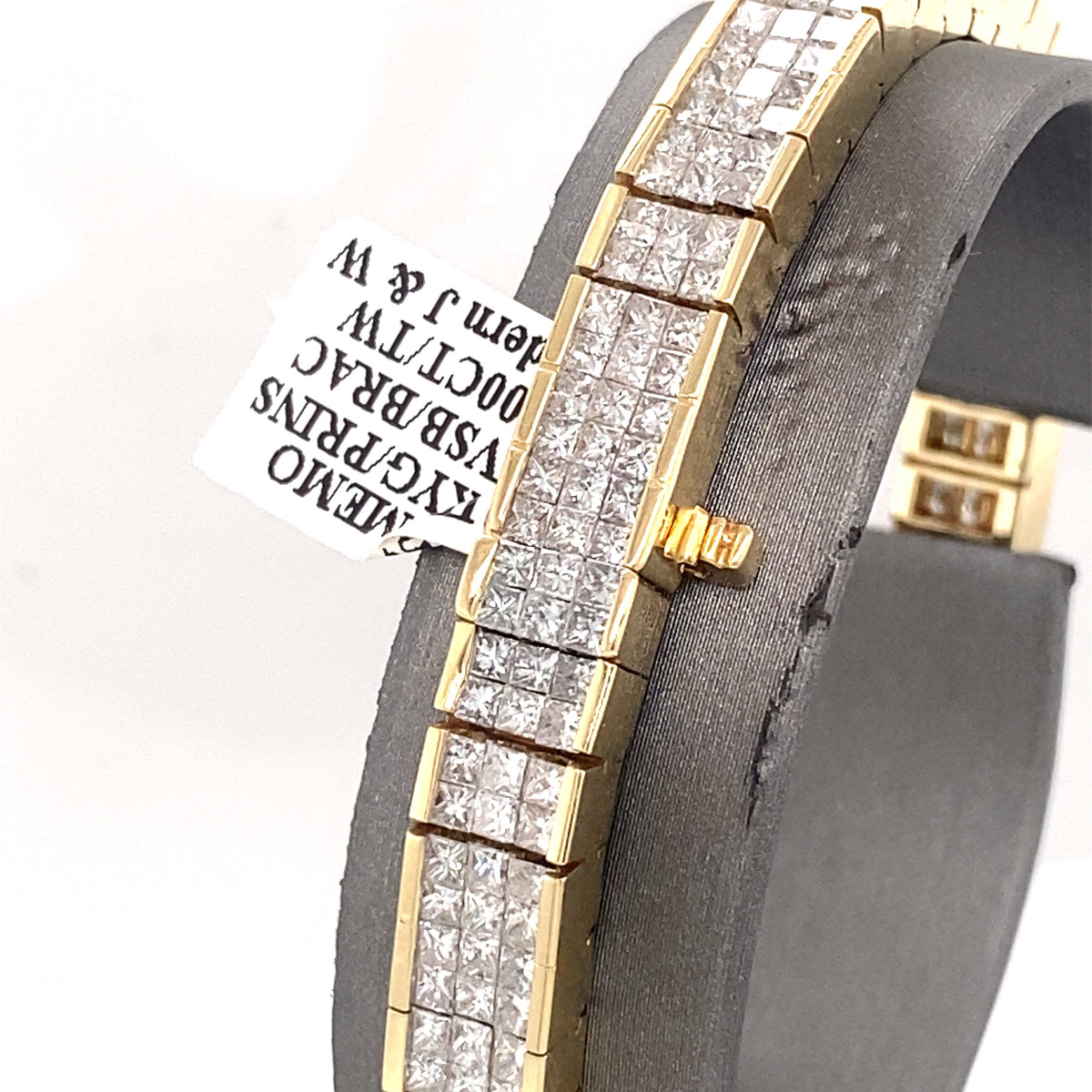 14k Yellow Gold 15.00 CT Princess Cut Diamond Tennis Bracelet
