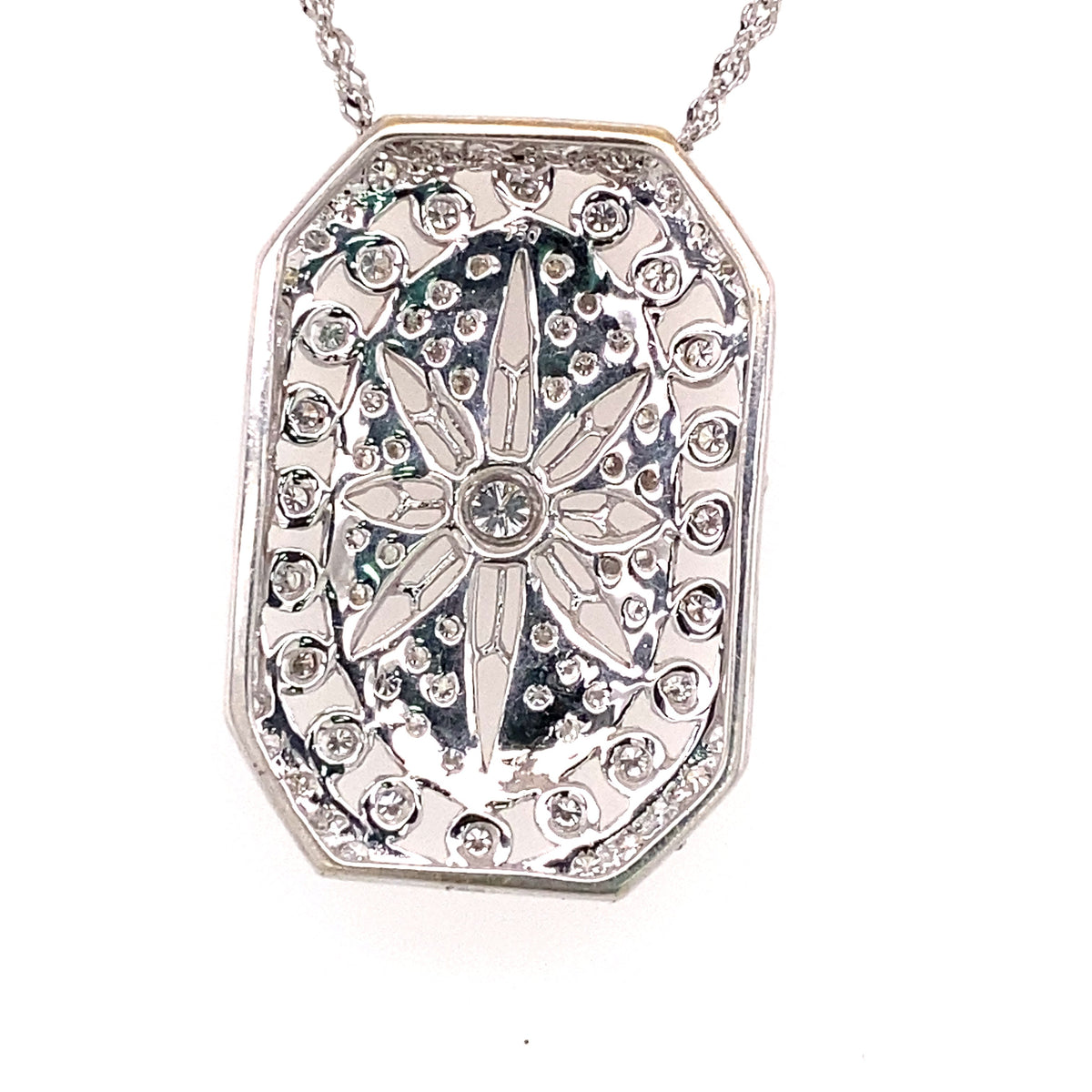 18k White Gold 1.00 CT Diamond Filigree Pendant