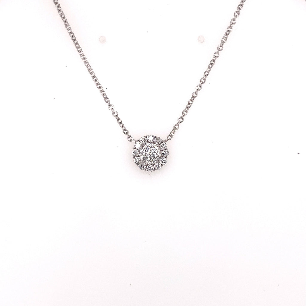 14k White Gold 1.10 CT Briolette Diamond Pendant Necklace, S106848