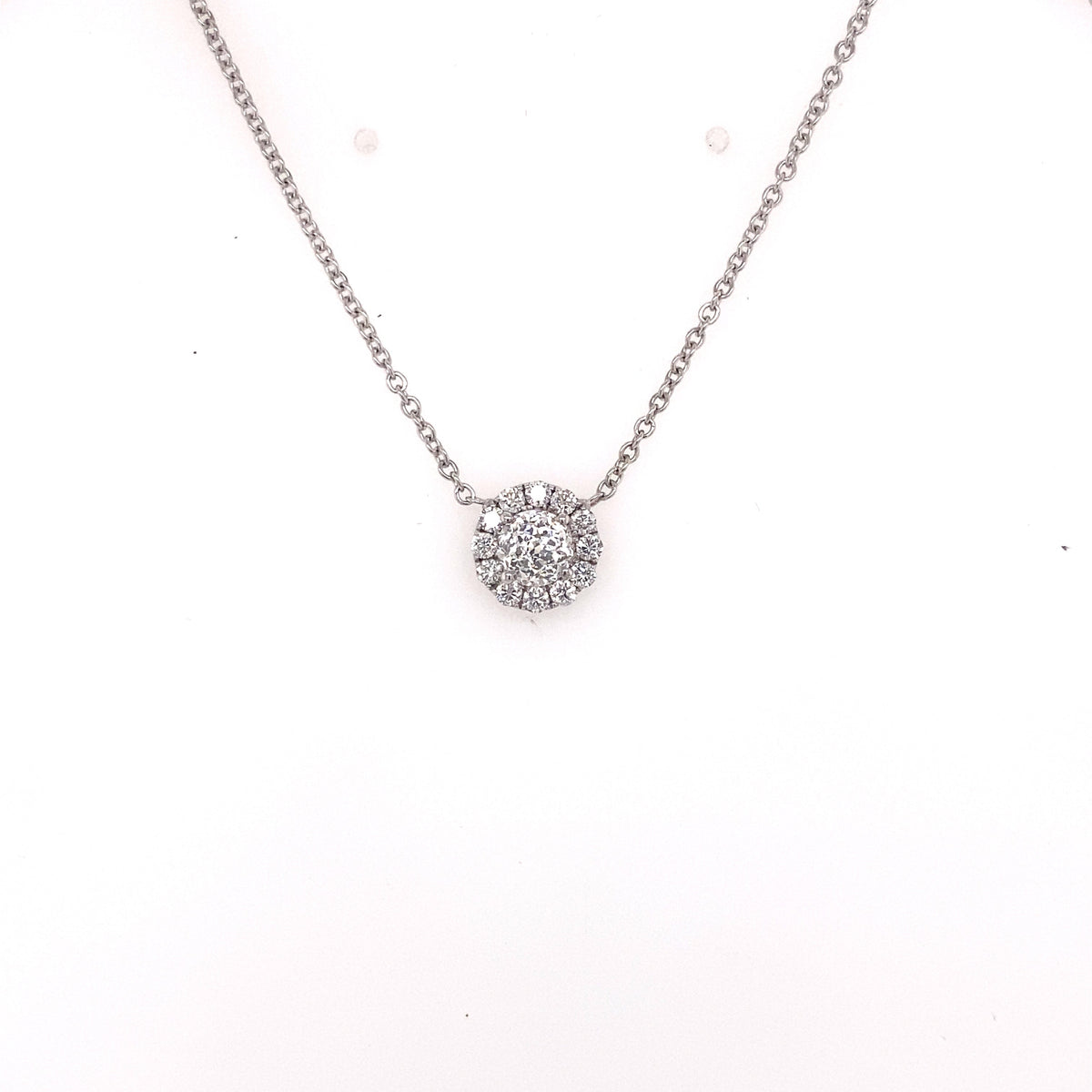 14k White Gold 1.10 CT Briolette Diamond Pendant Necklace, S106848