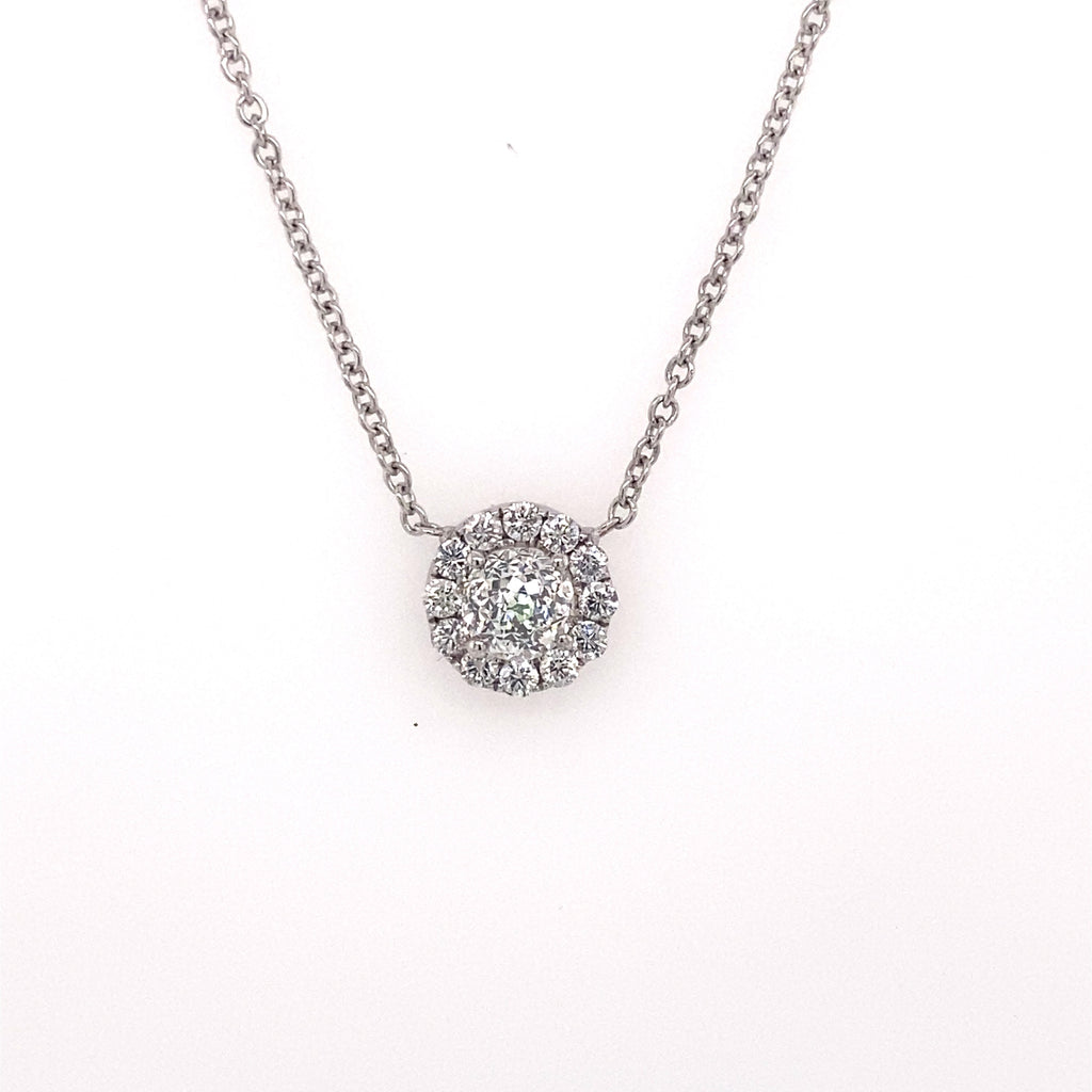 14k White Gold 1.10 CT Briolette Diamond Pendant Necklace, S106848