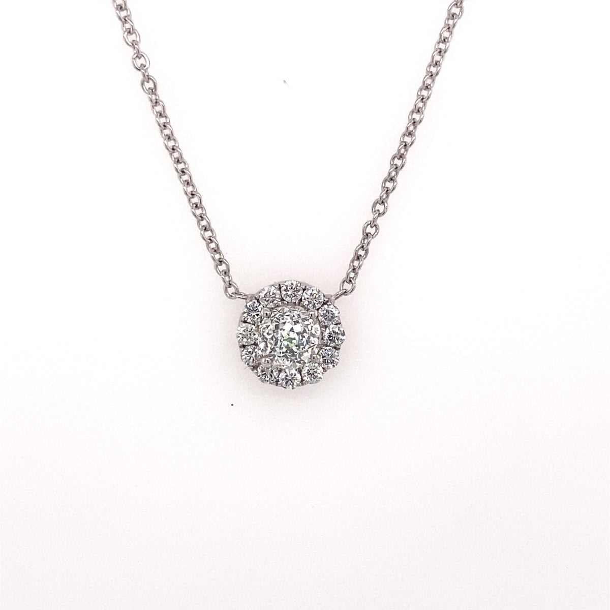 14k White Gold 1.10 CT Briolette Diamond Pendant Necklace, S106848