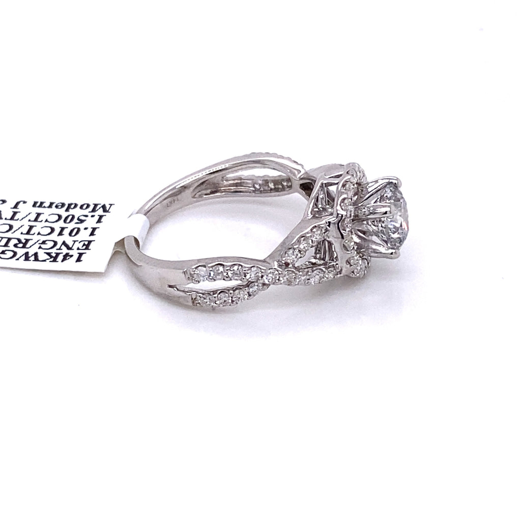 14k White Gold 1.50 CT Diamond Halo Engagment Ring