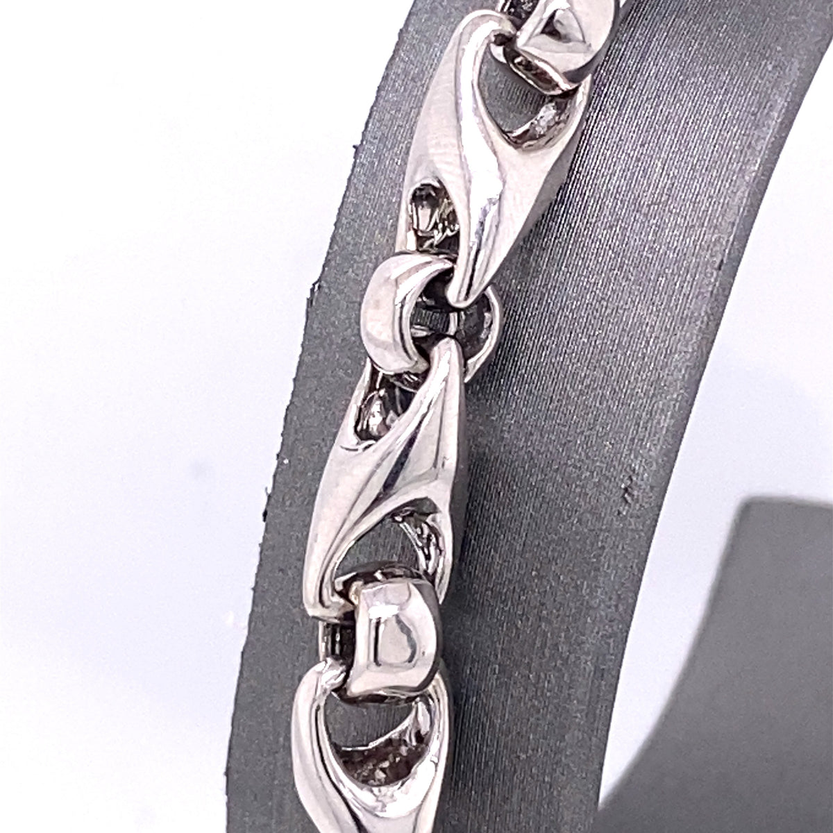 14k White Gold Fancy Link Men's Bracelet