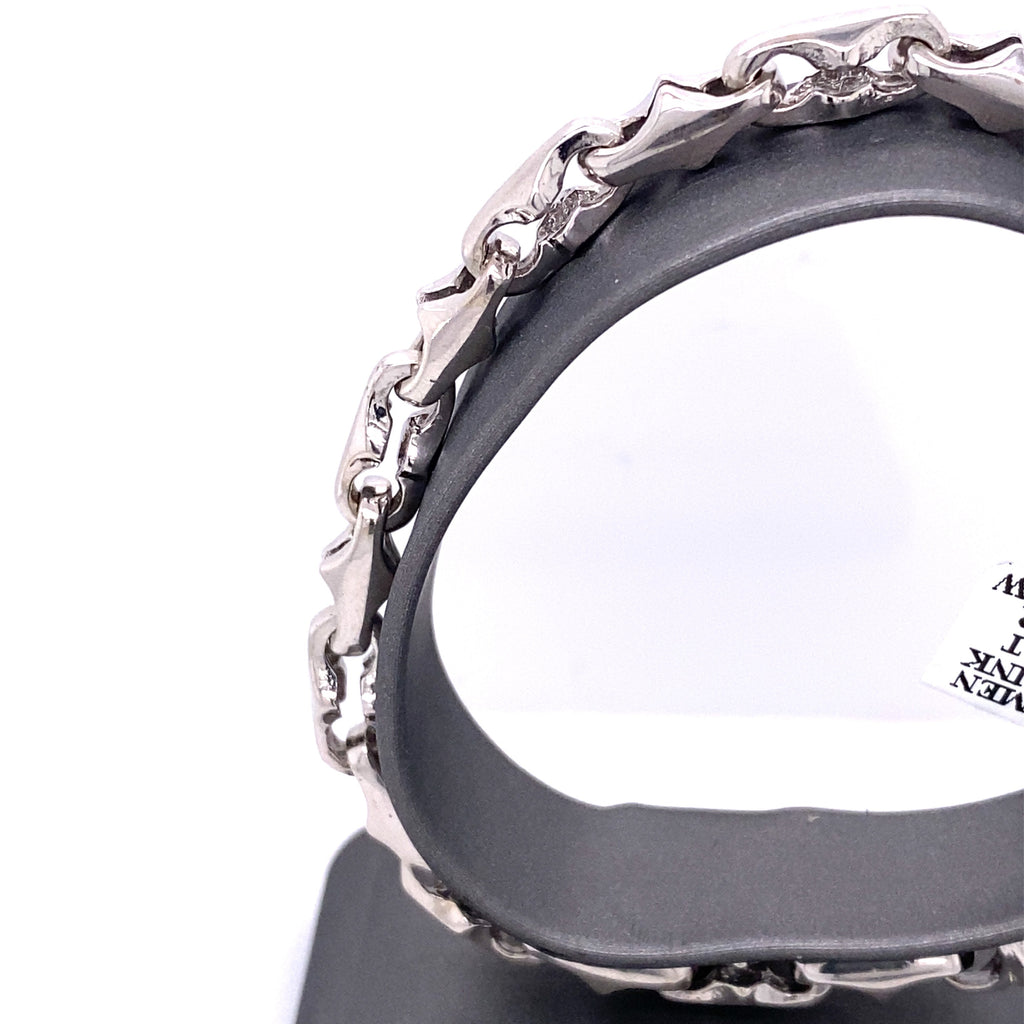 14k White Gold Fancy Link Men's Bracelet
