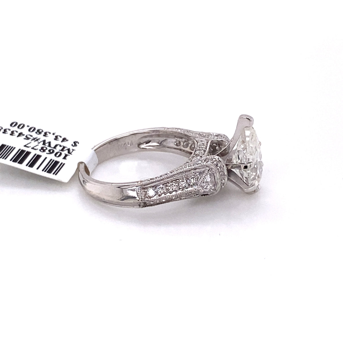 Platinum 2.65 CT Pear Diamond Engagement Ring